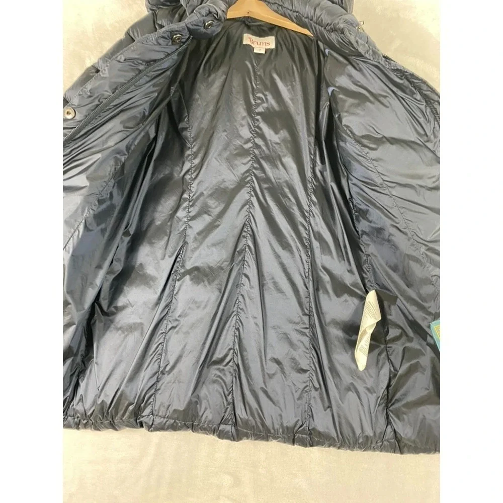 BRUMS Italy Puffer Jacket Girl Sz 7 Blue Hooded White Duck Down Waterproof